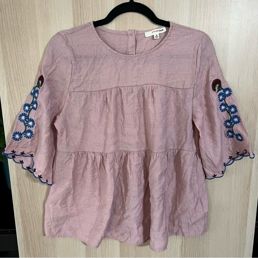 Orange Creek Embroidered Blouse Top